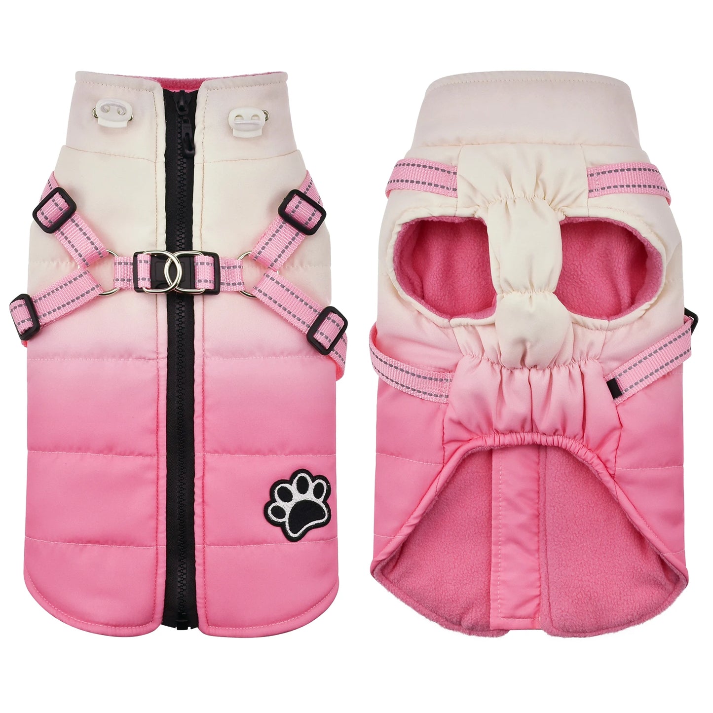 Choice Reflective Dog Jacket With Harness Winter Warm Back Zipper