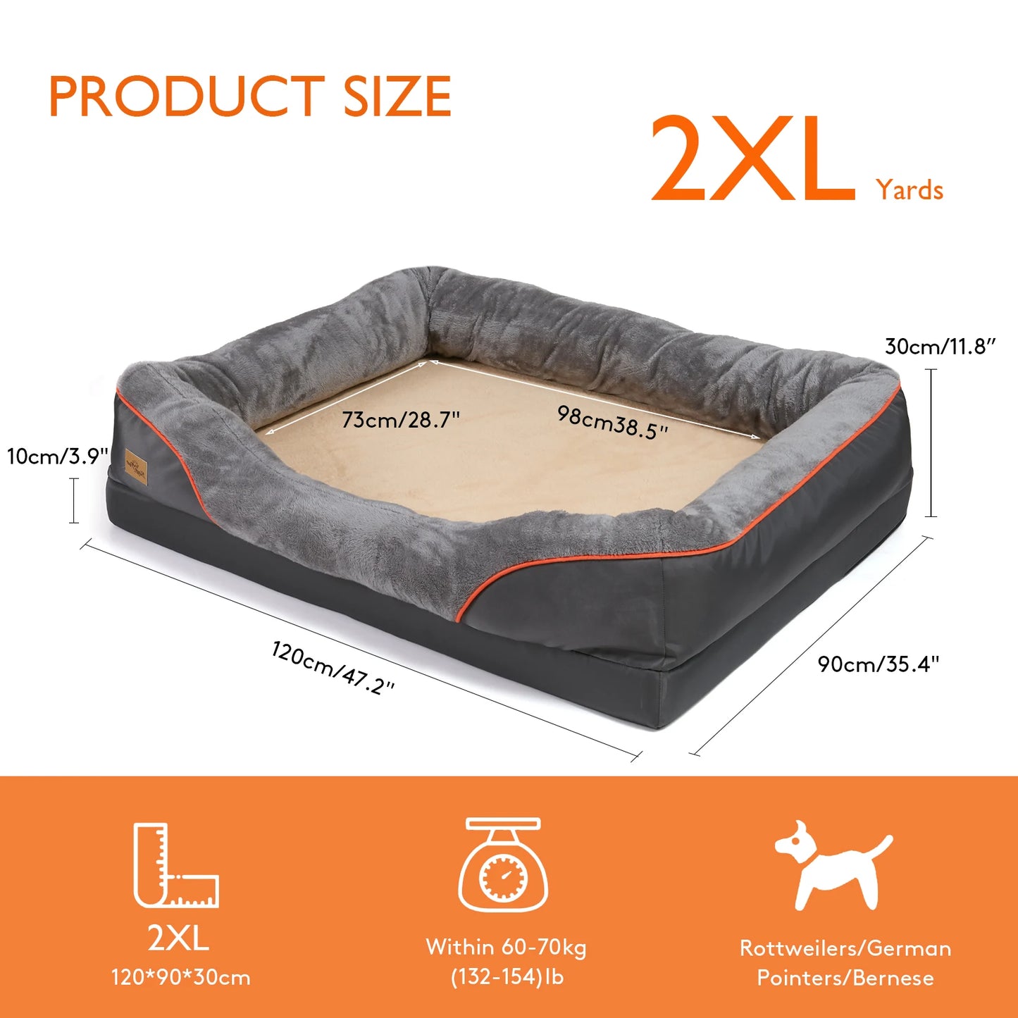 BINGOPAWCN Anti Allergy Dog Bed With Removable Washable Cover Waterproof