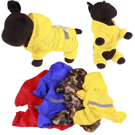DZOMNOK Dog Cat Raincoat Waterproof Hooded Jumpsuit