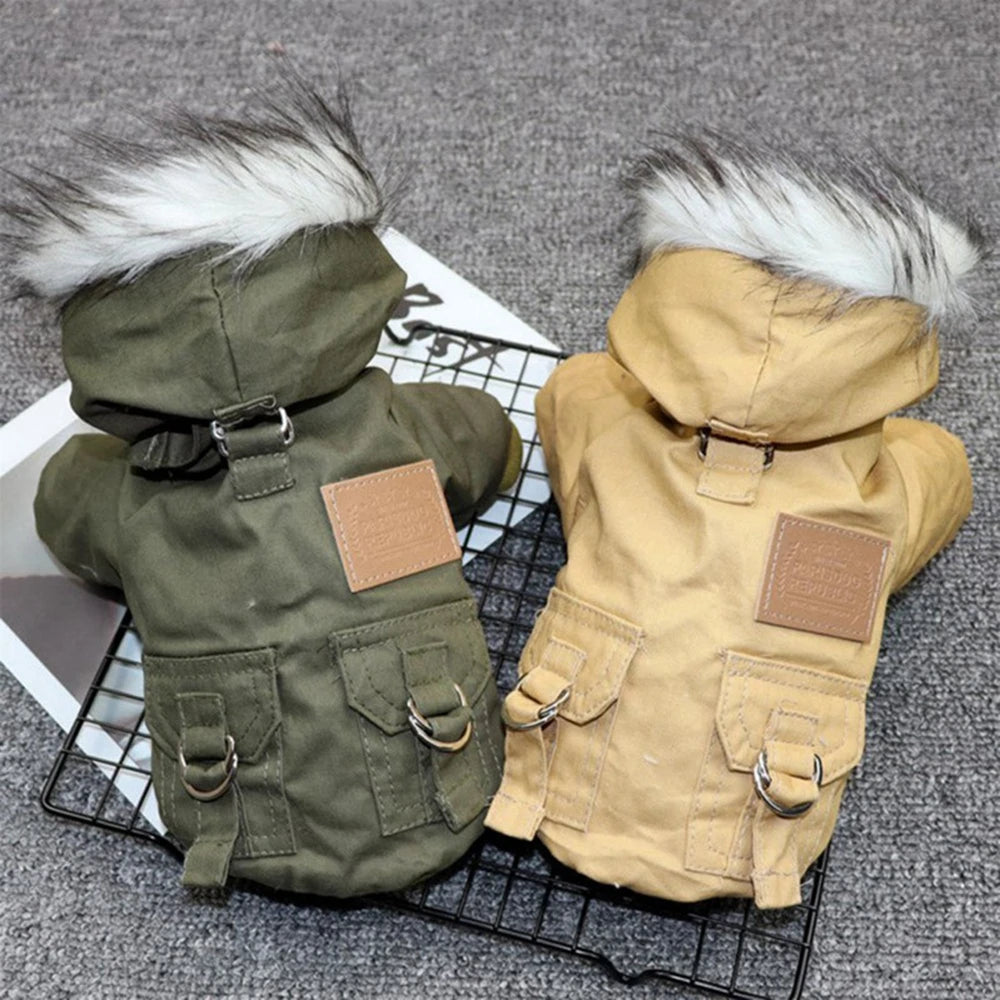 Dog Jacket With Harness Winter Windproof Coat For Outdoor Hiking
