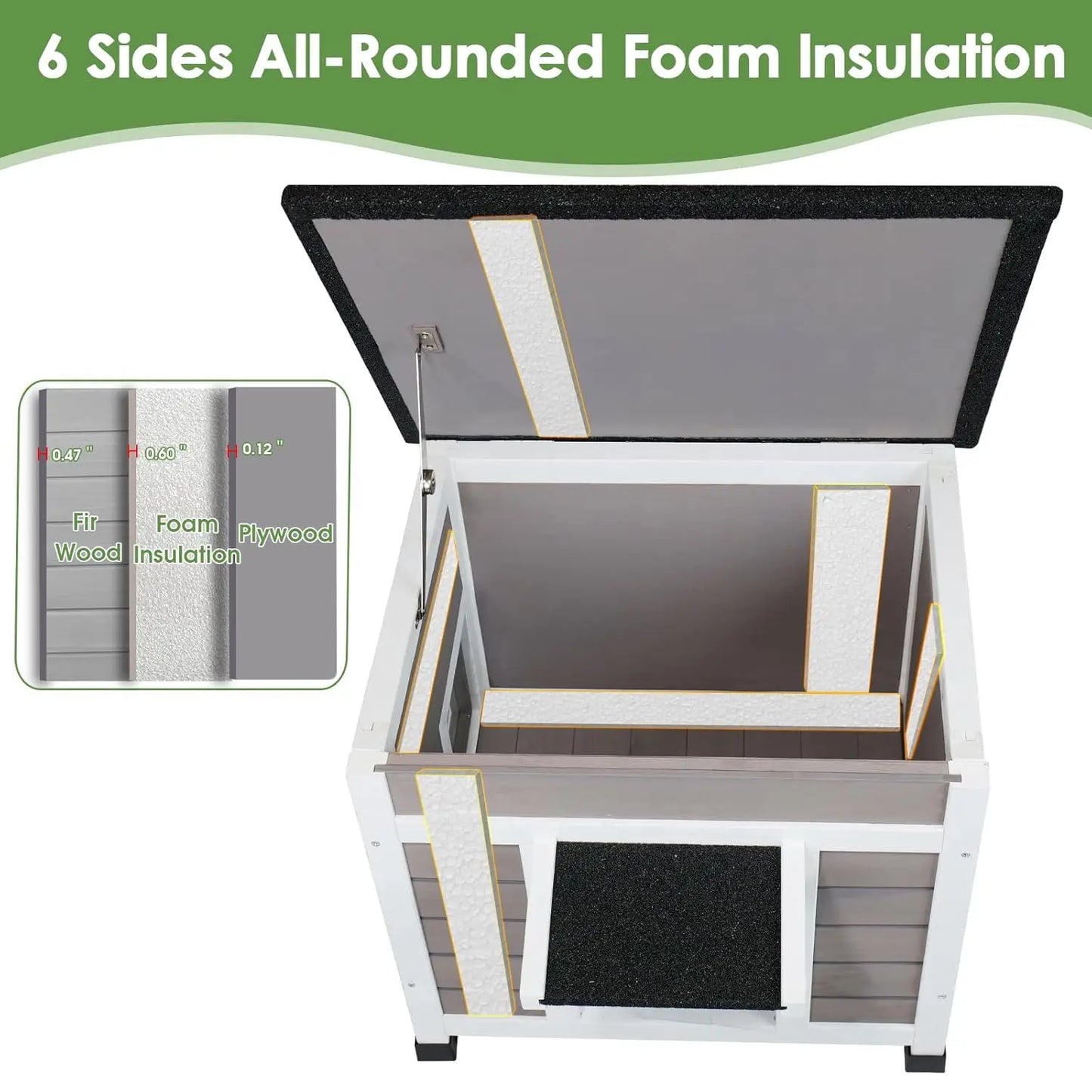 Insulated Cat House Weatherproof Outdoor Indoor Shelter For Feral Cats