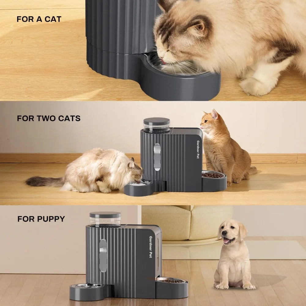Automatic Gravity Cat Food Feeder And Water Dispenser Stainless Steel
