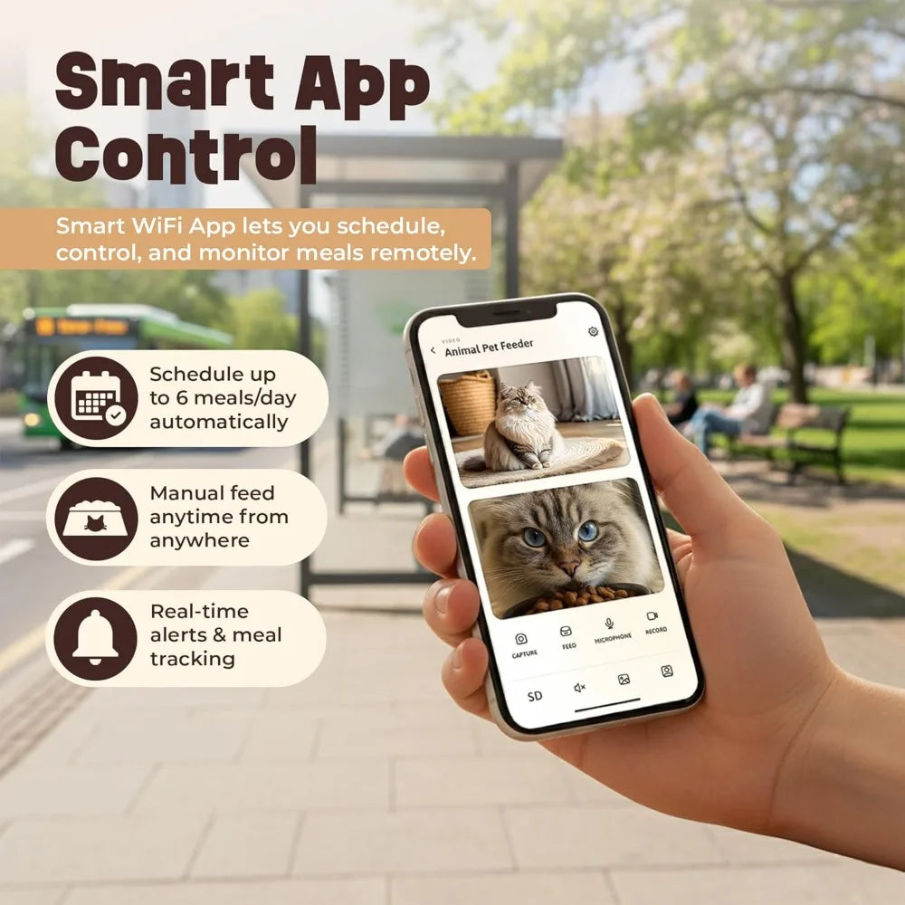 Automatic Cat Feeder With Dual Camera AI Detection WiFi App
