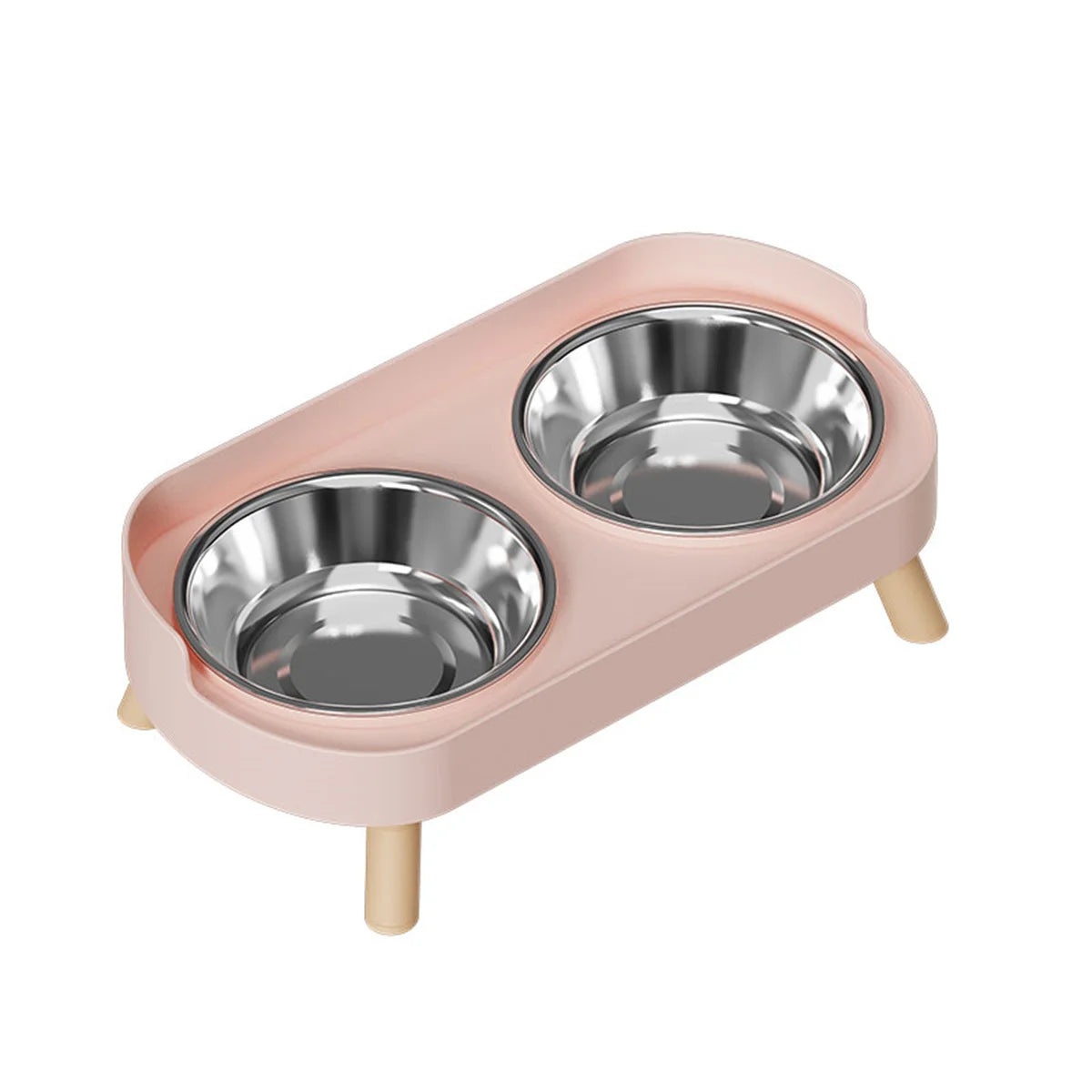 Ceramic Cat Double Bowl Feeder With Adjustable Height Water Dispenser