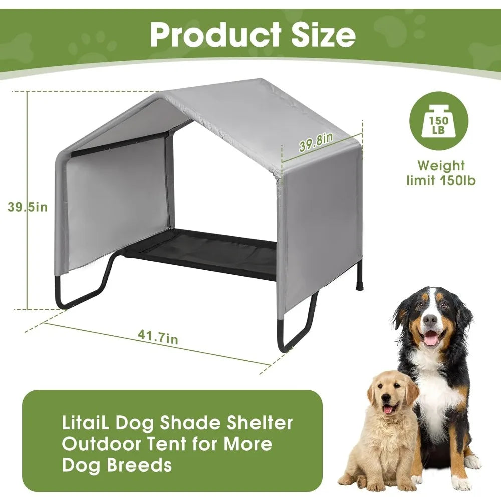 Outdoor Dog Bed With Canopy Shade Waterproof Sun Protection