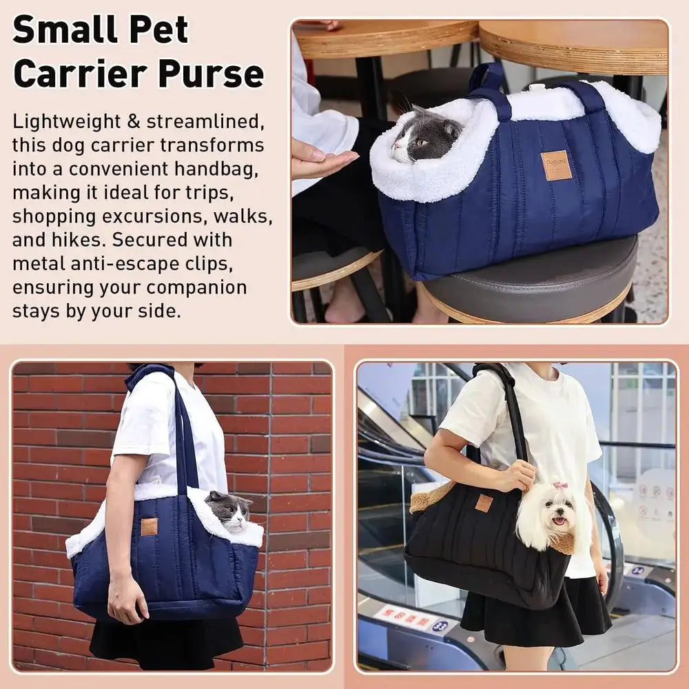 Winter Fleece Dog Carrier Purse Waterproof Tote Bag by Furtastic Pet Essentials