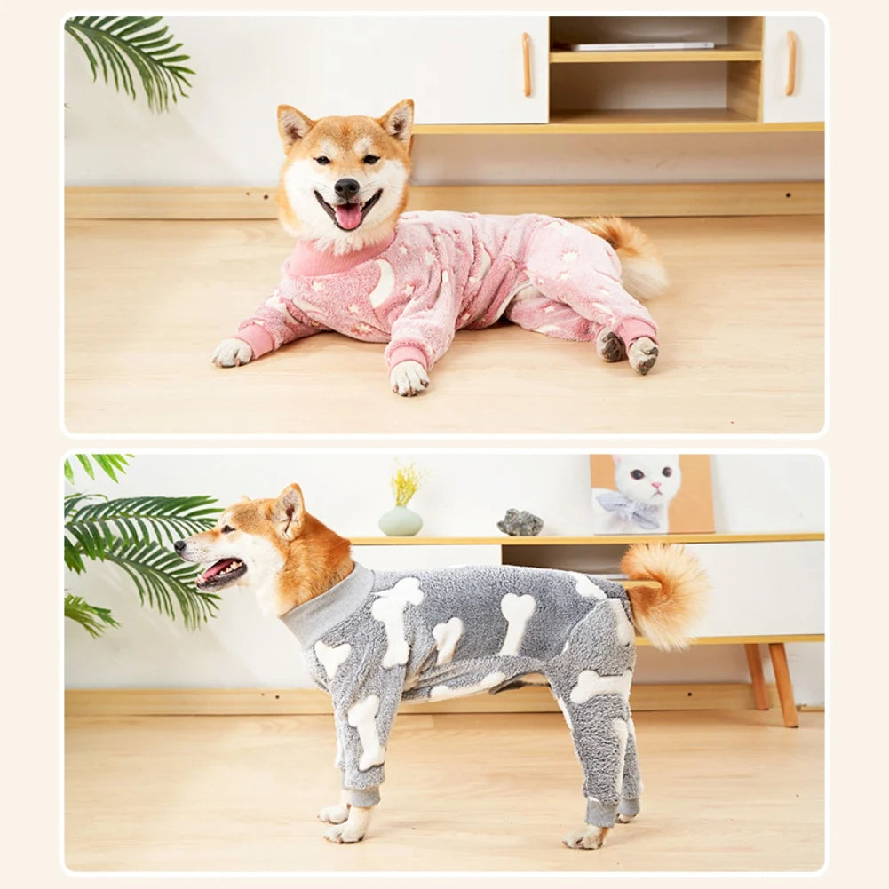 Winter Warm Fleece Dog Jumpsuit Pajamas For All Dogs