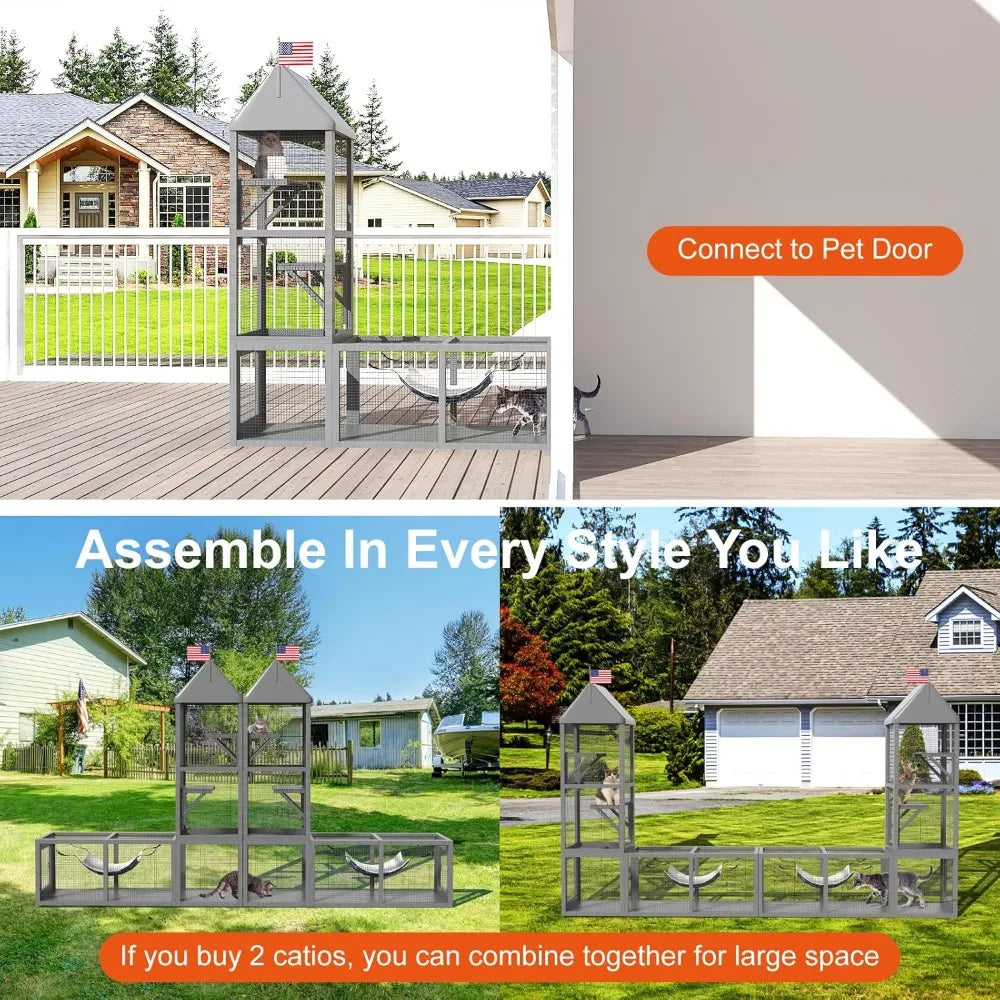 Catio Outdoor Cat Enclosure With Tunnel Two In One Playground