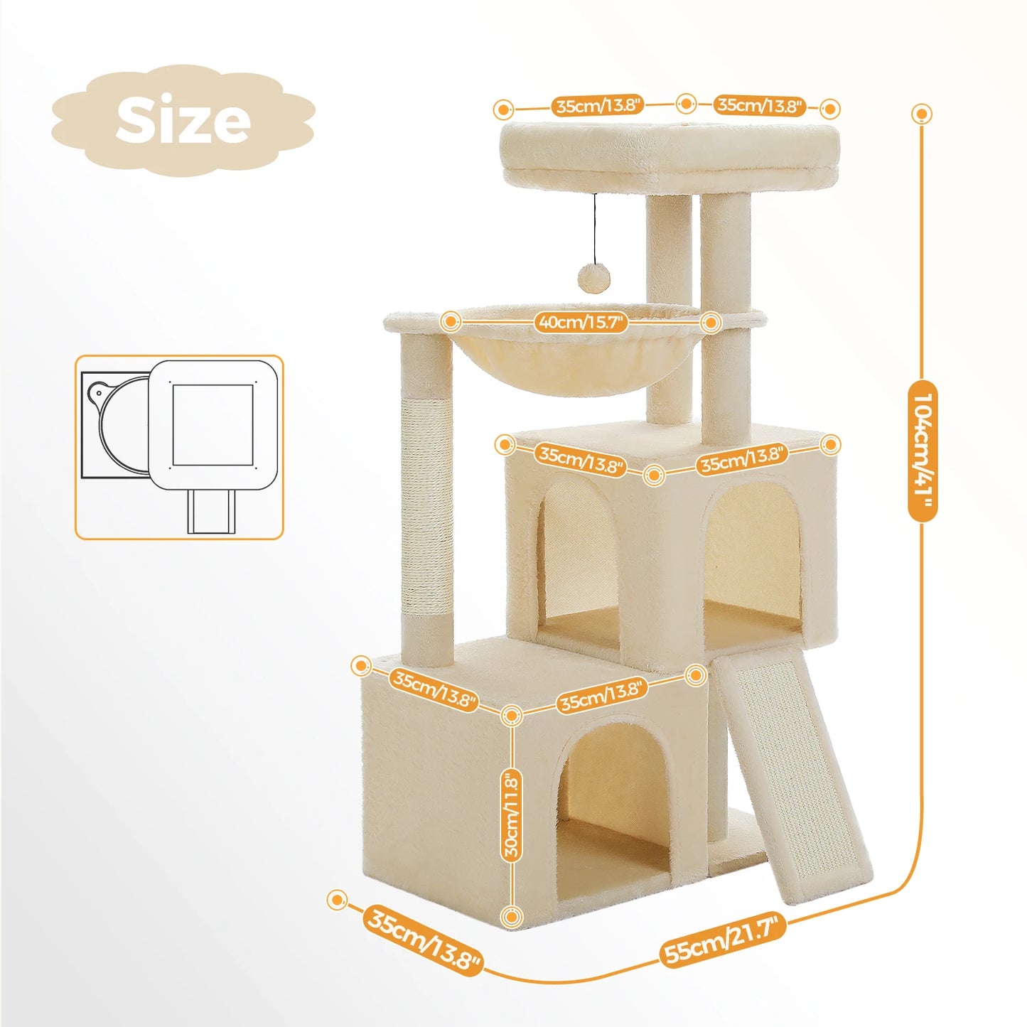 PEQULTICN Cat Tree For Indoor Cats Multi Level Tower With Sisal Scratching Post