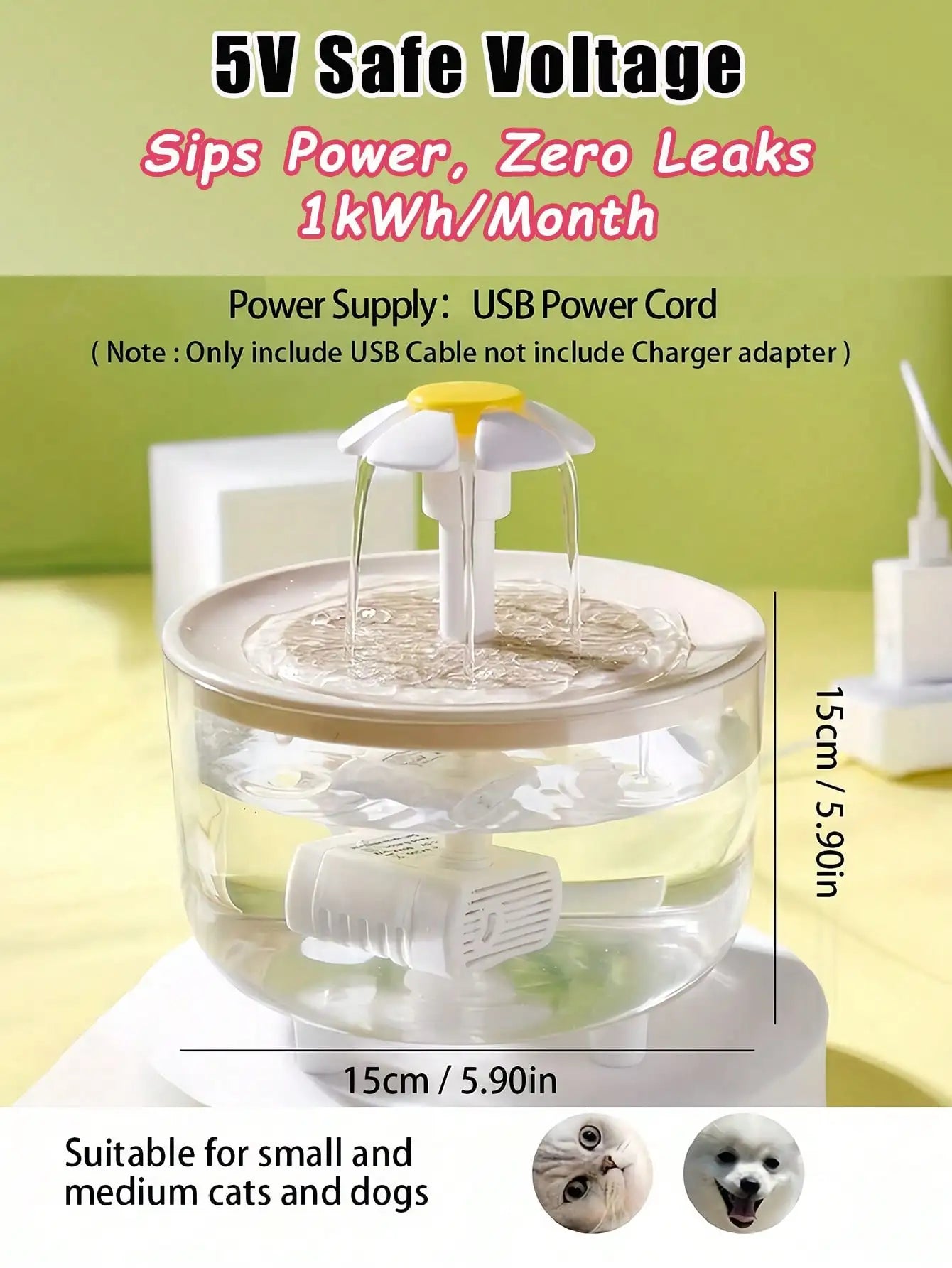 AEHOME Cat Water Fountain Automatic Pet Water Dispenser With Filter