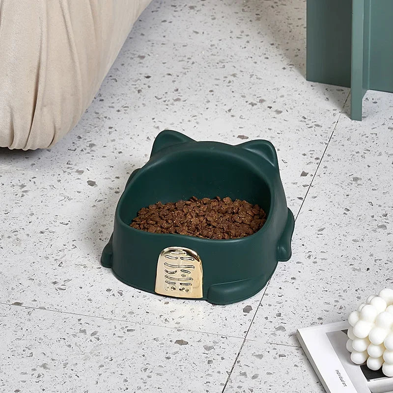Hign-concerned Cartoon Lucky Cat Style Plastic Cat Bowl Feeder Non-slip