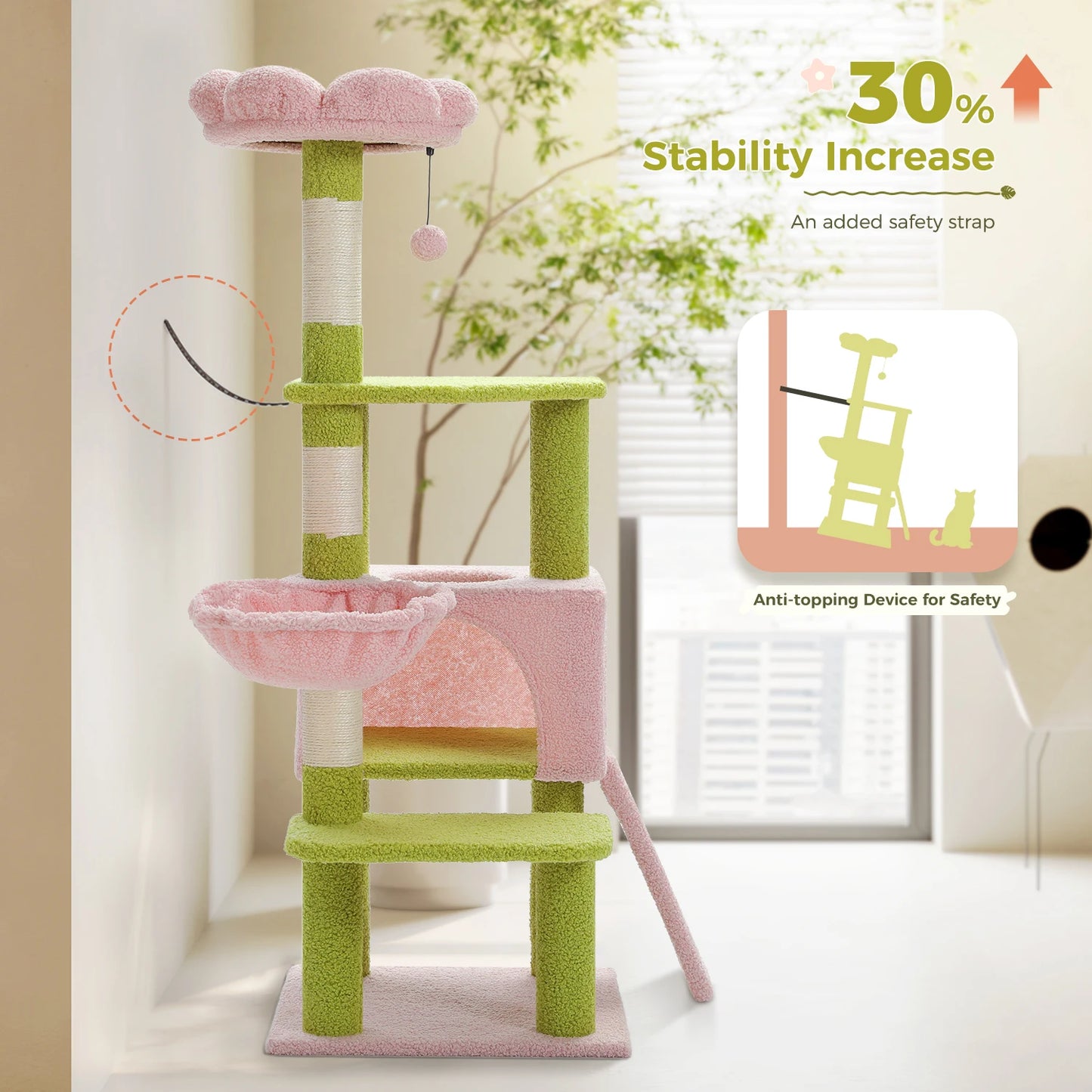 PEQULTICN Flower Cat Tree Multi Level Cat Tower With Scratching Posts