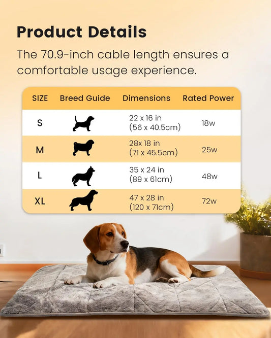 Adjustable Temperature Pet Heating Pad With Timer Waterproof Indoor