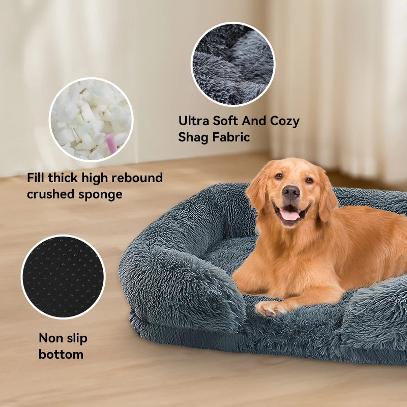 NONECN Thickened Orthopedic Dog Bed For Large Dogs With Plush Washable Cover