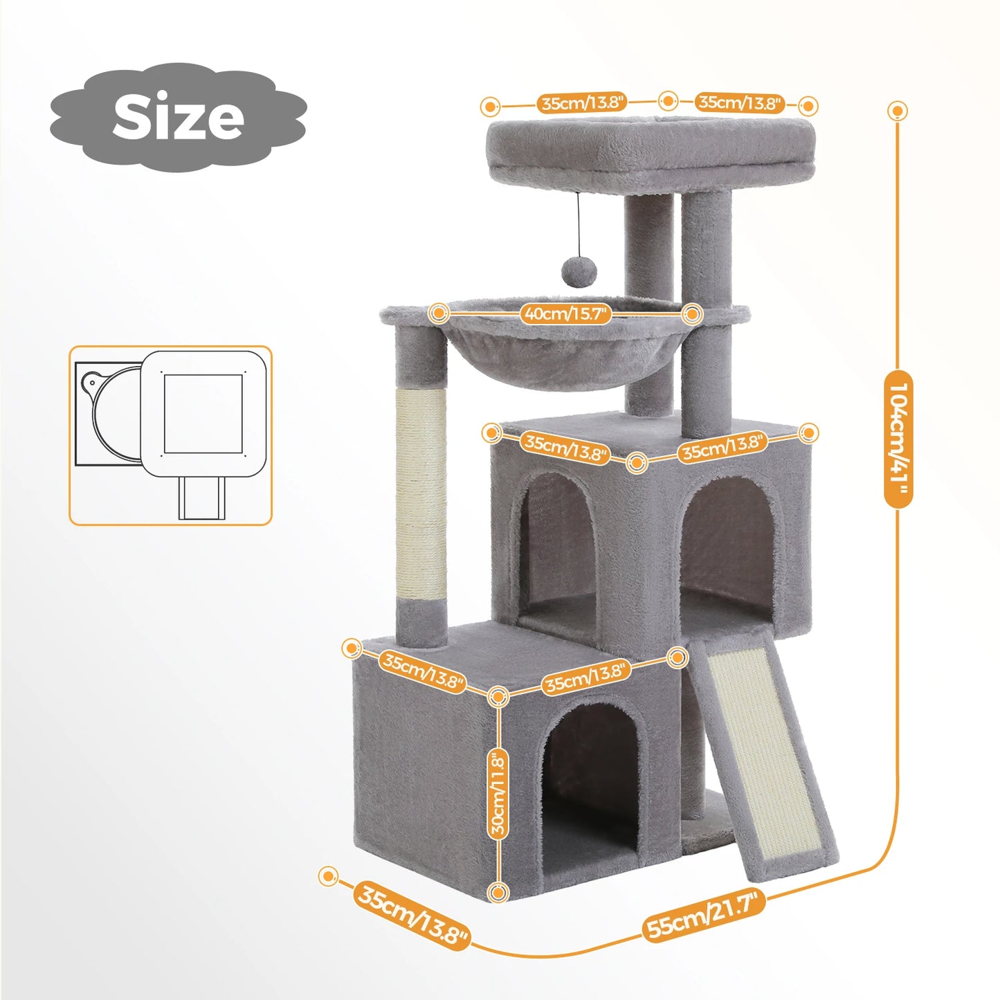 PEQULTICN Cat Tree For Indoor Cats Multi Level Tower With Sisal Scratching Post