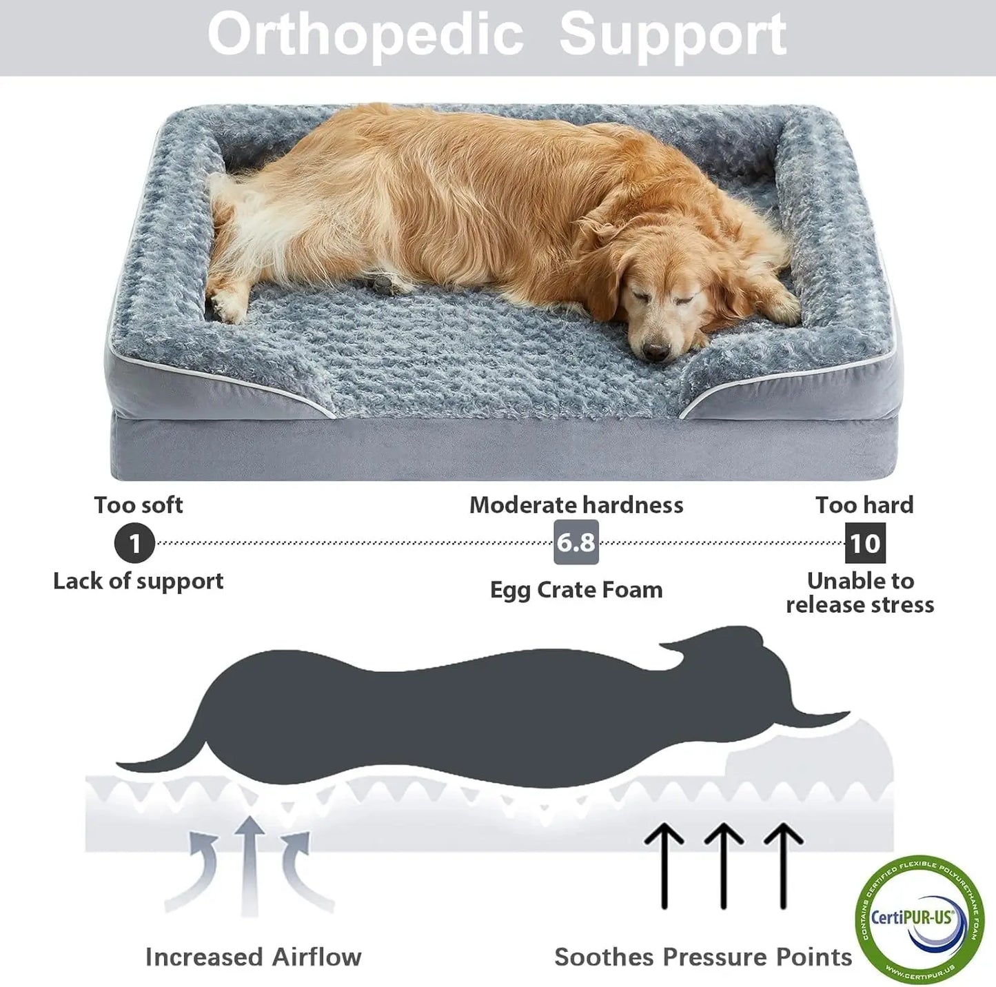 Orthopedic Dog Sofa Bed With Waterproof Lining And Skid Bottom