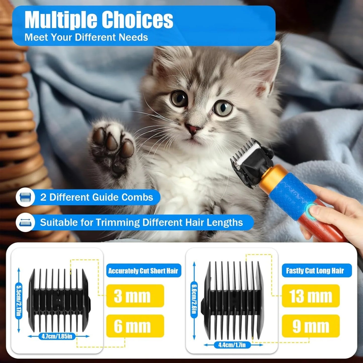 Bymaocar 200W Pet Clippers Low Noise Grooming Kit For Pets