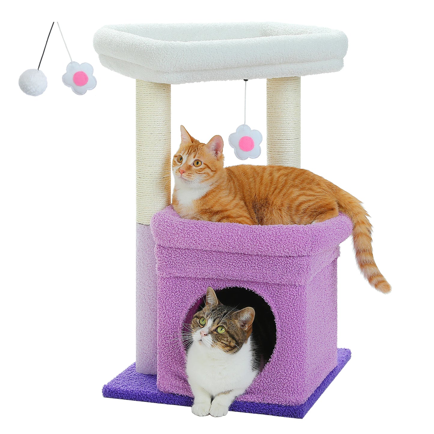 PEQULTICN Cat Tree Tower With Cozy Condo Plush Posts Sisal