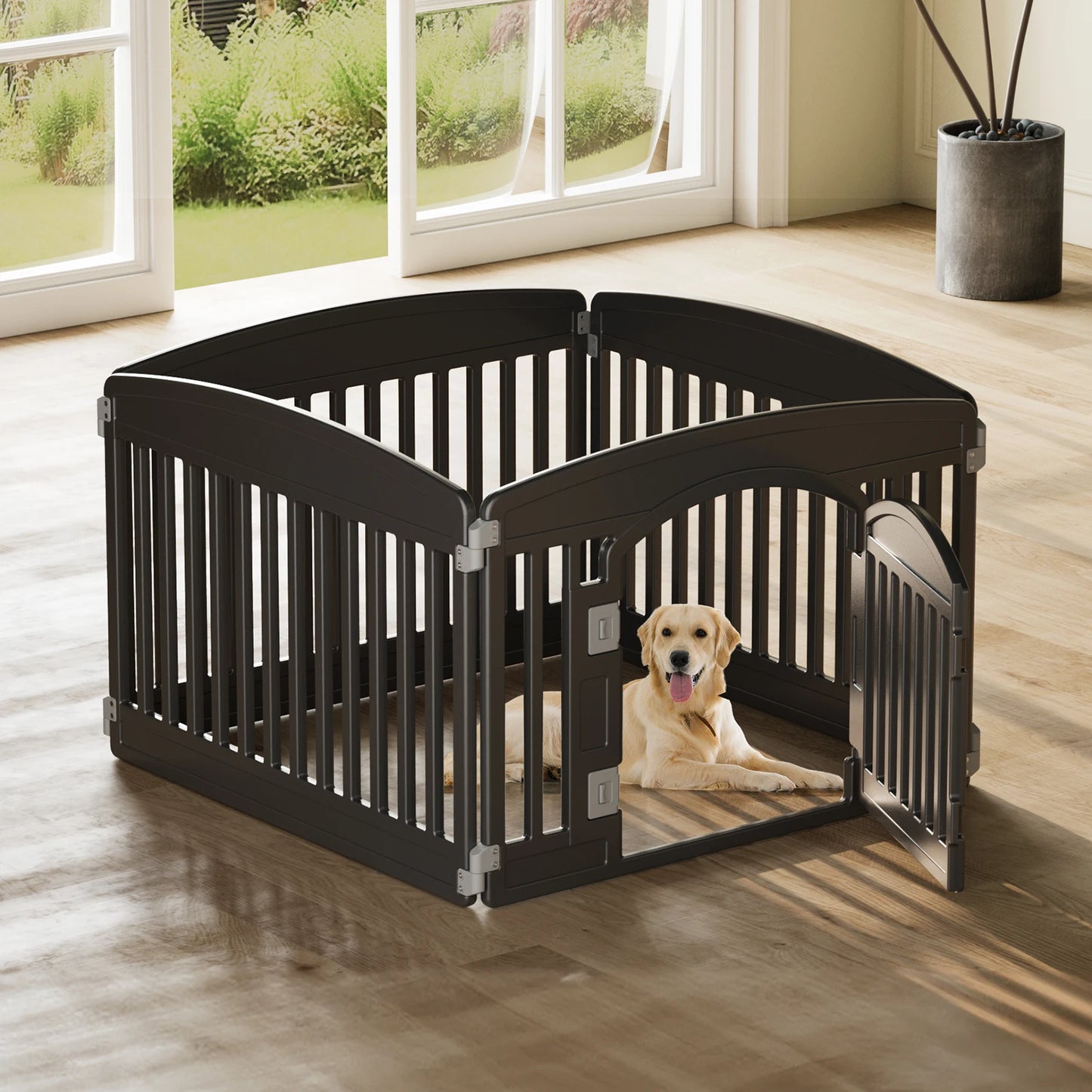 JHK Plastic Dog Playpen Six Panels Portable Pet Fence