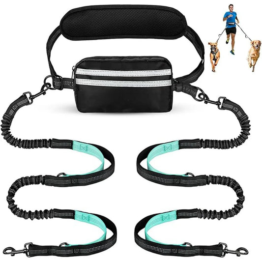 DCLOUDCN Hands Free Dual Dog Leash With Pouch