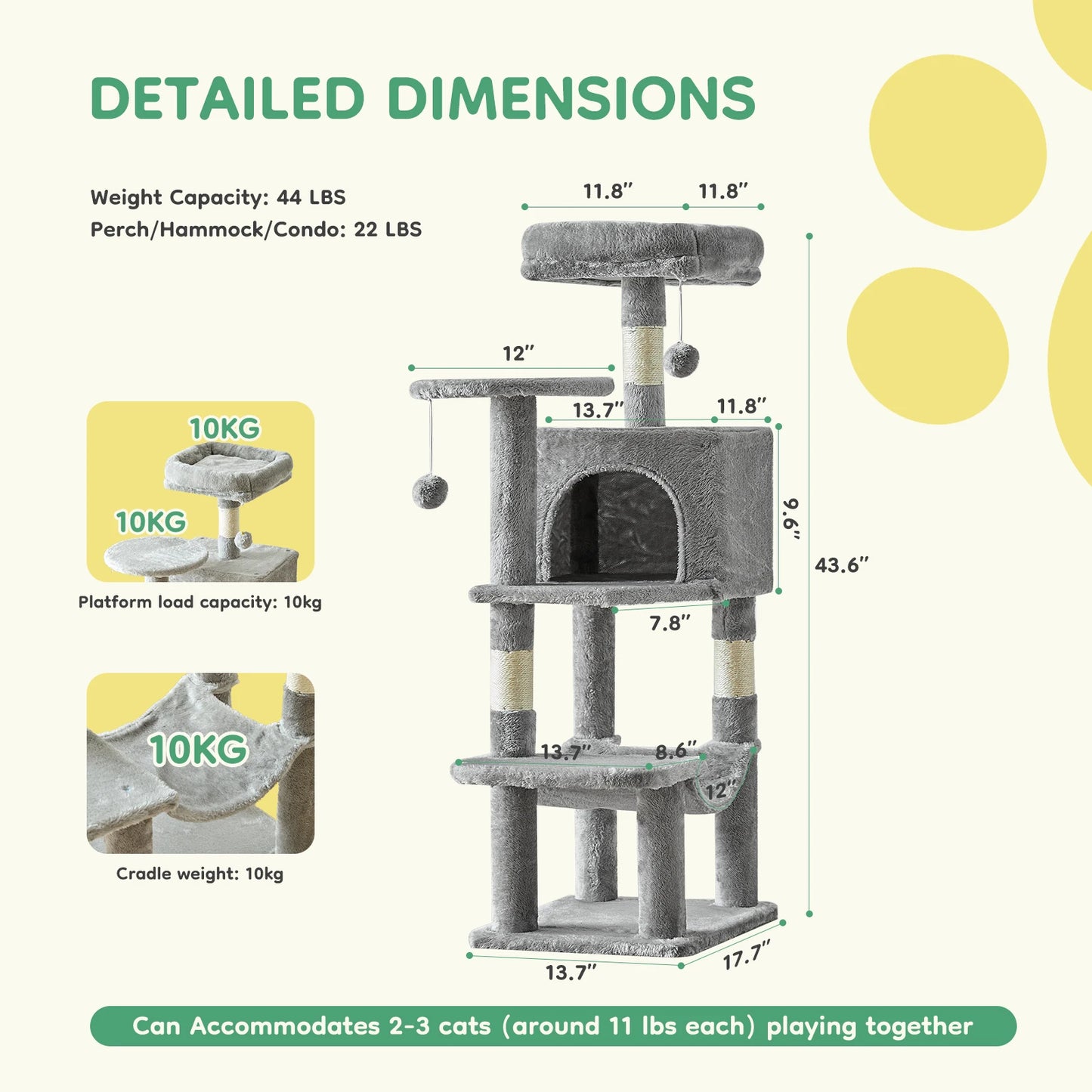 JHK Four Level Multi Cat Climbing Cat Tree Tower Sisal