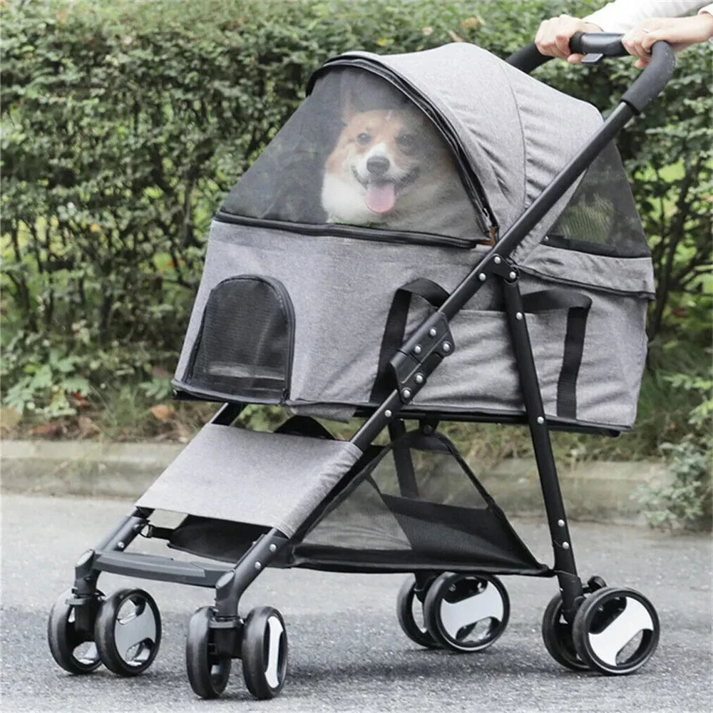 Foldable Pet Stroller For Cats And Dogs Travel Carrier