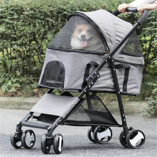 Foldable Pet Stroller For Cats And Dogs Travel Carrier