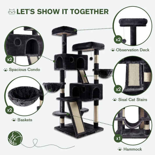 DAFIFY Cat Tree Tower With Sisal Posts And Plush Perches