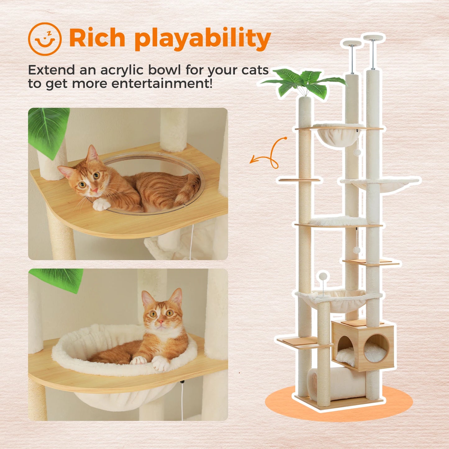 PAWZ Road Height Adjustable Cat Tree With Sisal Posts