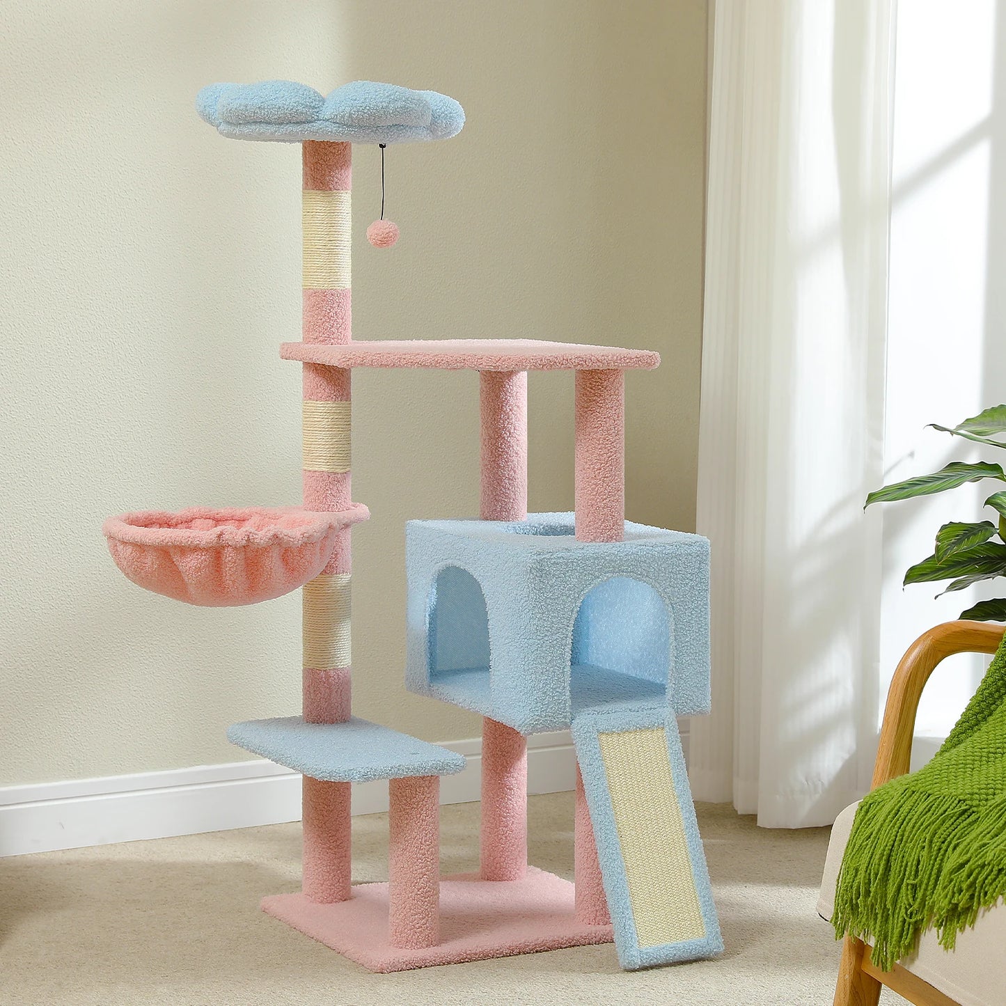 PEQULTICN Flower Cat Tree Multi Level Cat Tower With Scratching Posts