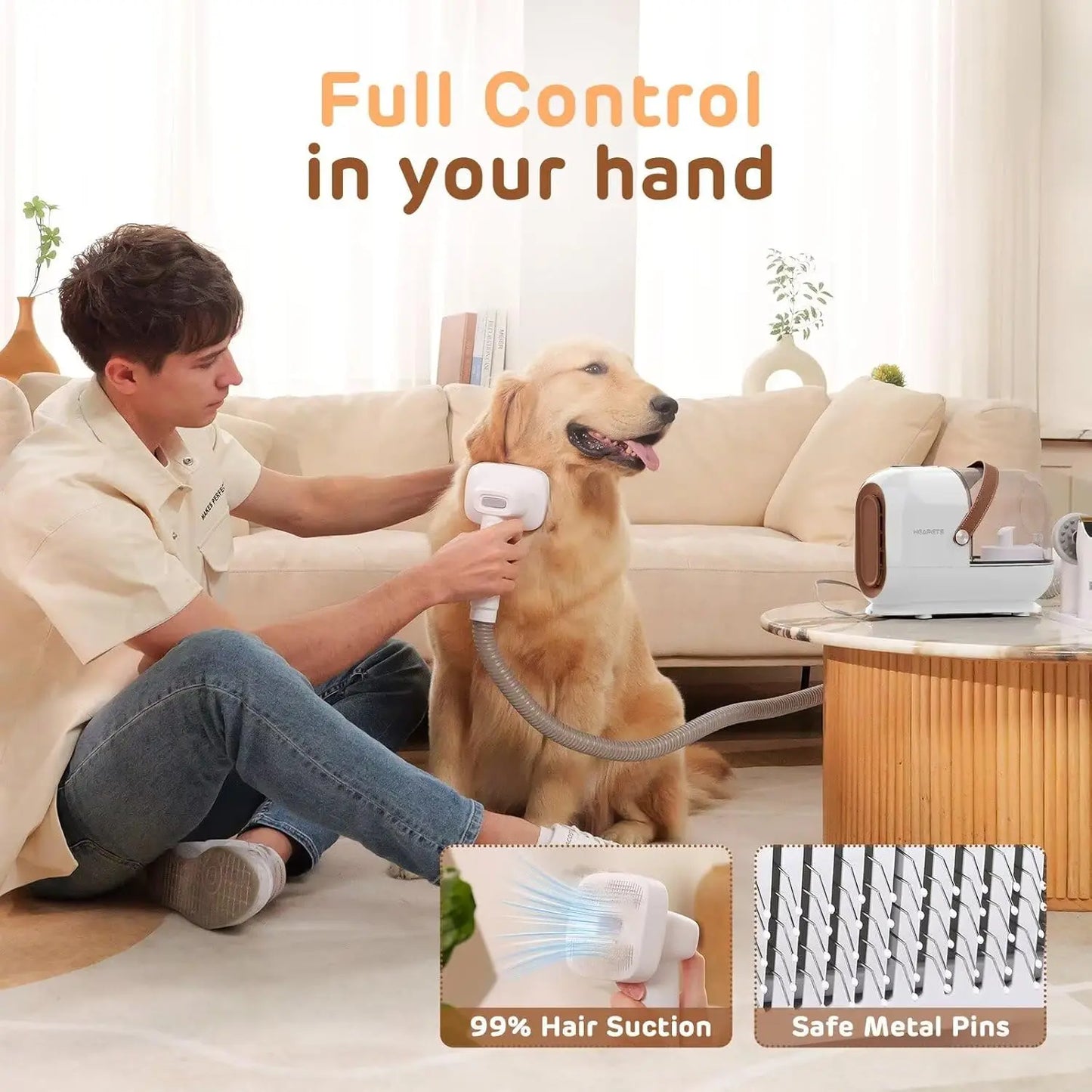 Pet Grooming Vacuum Kit With 7 Tools Including Brush