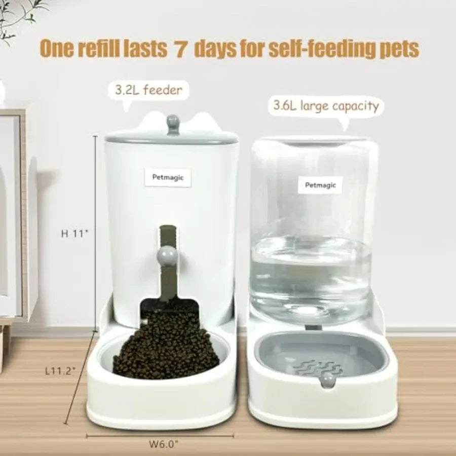 Hign-concerned Gravity Cat Feeder and Water Dispenser Set