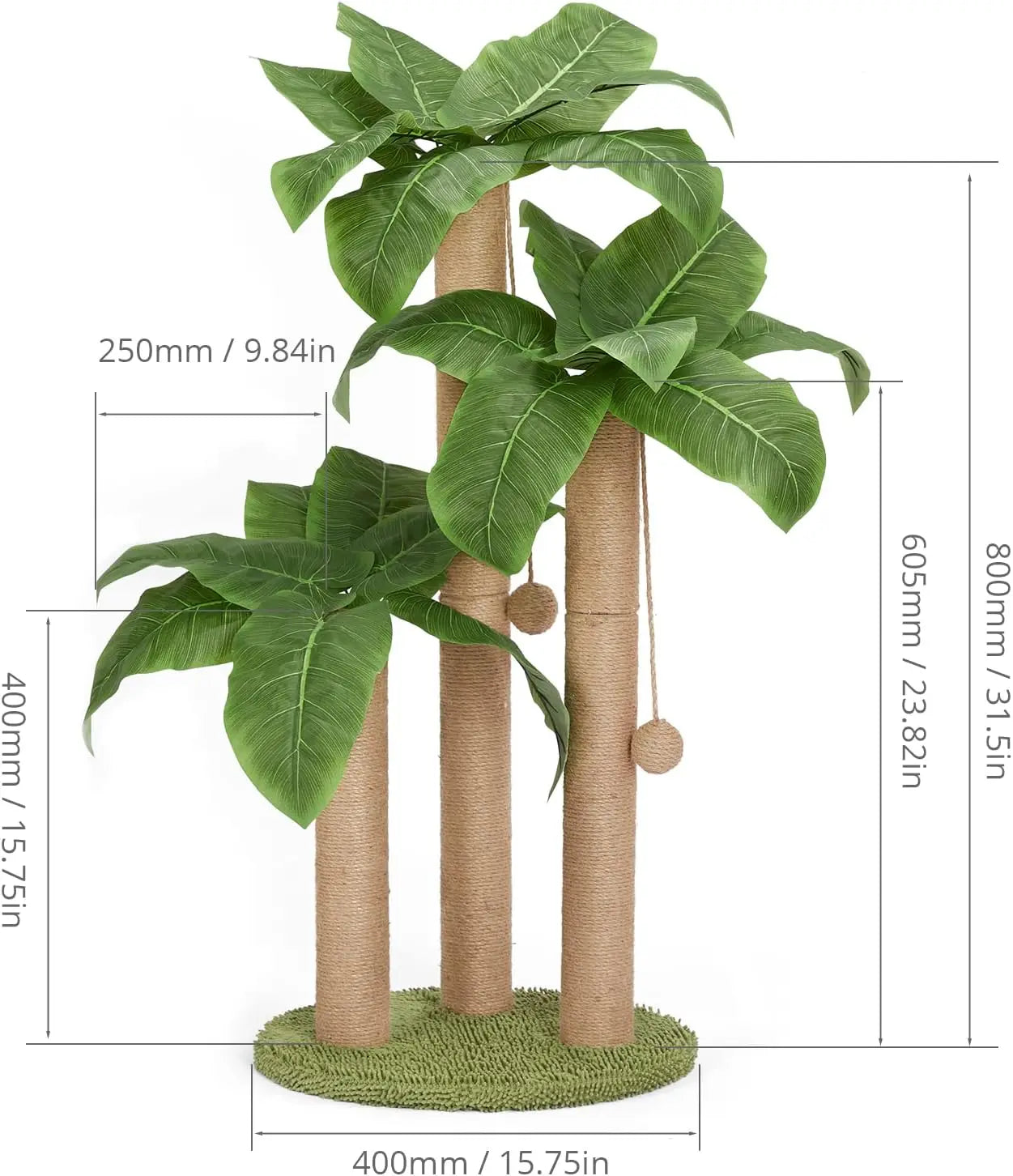LEMONDAD Cat Scratching Tree With 3 Poles And 2 Dangling Balls