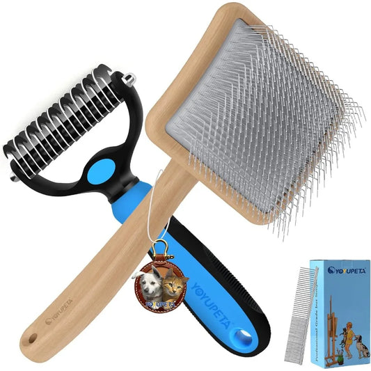 Hign-concerned Slicker Brush For Dogs 3pc Grooming Kit Undercoat Rake