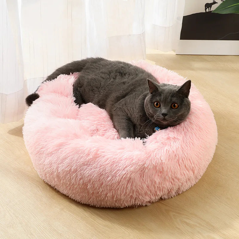 NONECN Cat Bed Washable Plush Donut Bed for Cats Soft