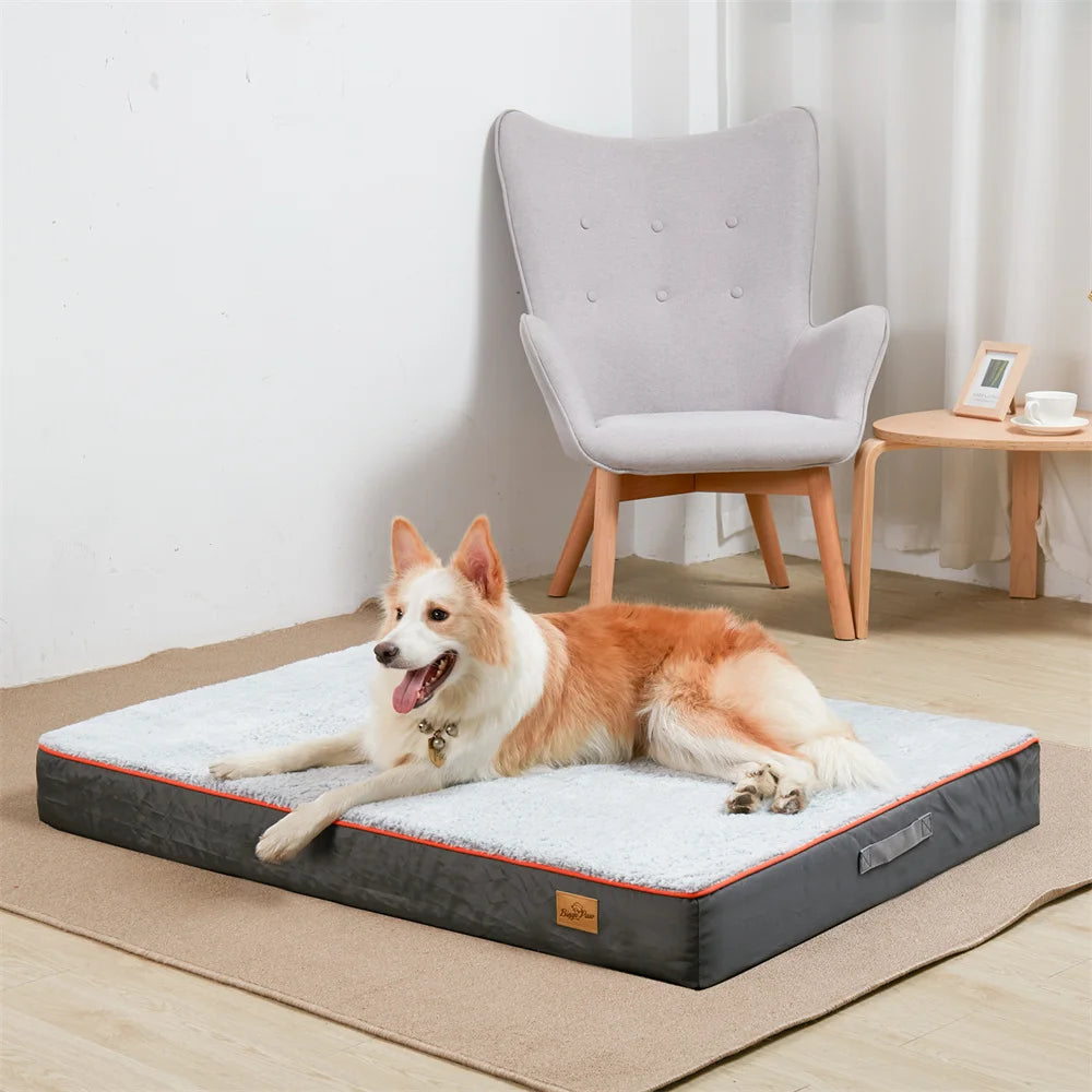 BORWARTCN Orthopedic Memory Foam Dog Bed Waterproof Washable
