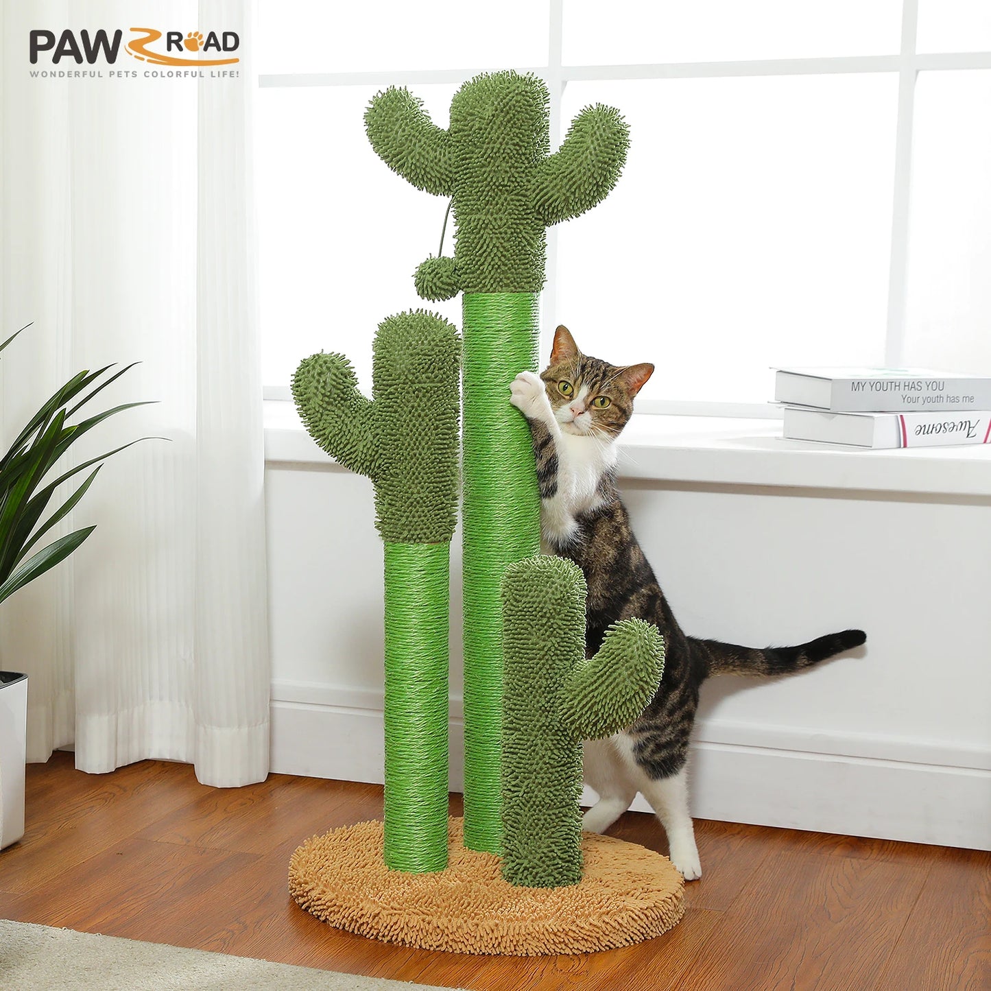 PEQULTICN Cactus Cat Tree With Condo Hammock And Toys