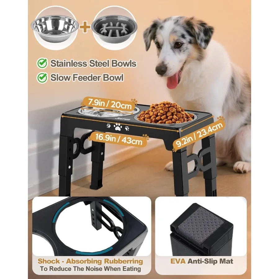 High Concerned Elevated Dog Feeder With Stainless Steel Dishes