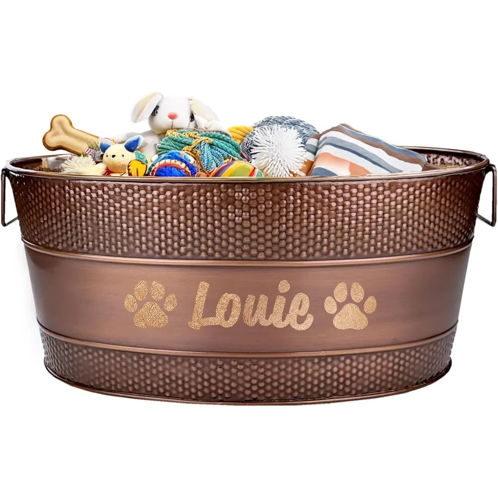 Hign-concerned Personalized Metal Dog Toy Bin With Handles For Storage