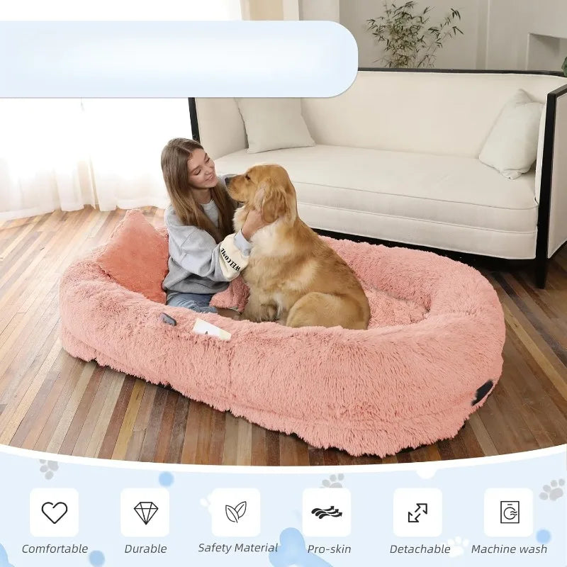 High-concerned Chemical Human Dog Bed With Washable Faux Fur Orthopedic