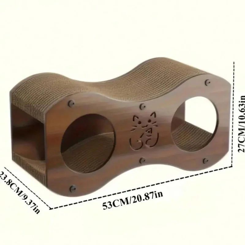 Sturdy Walnut Cat Scratching Post With Integrated Cat Bed