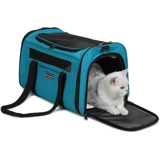 Foldable Soft Sided Carrier For Cats And Dogs Ventilated EscapeProof