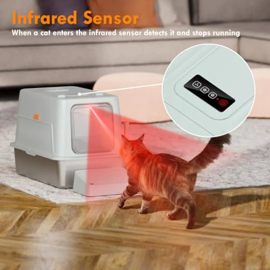 Cat Litter Box With Infrared Sensor For Multiple Cats