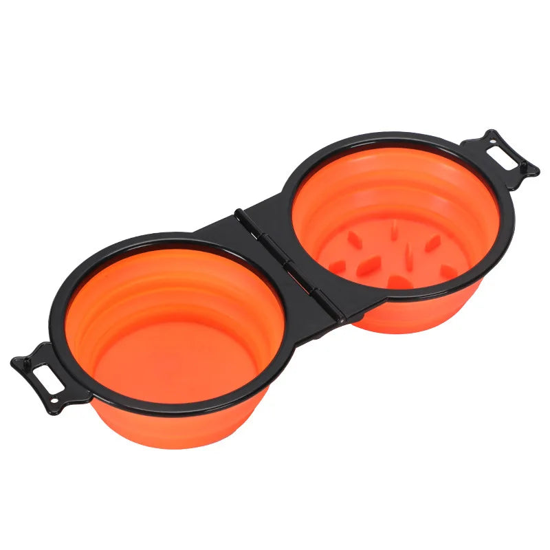 ZHUOJI 2-in-1 Foldable Dual Feeding Bowl for Dogs and Cats