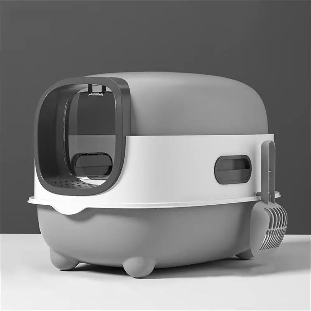 Feature Hooded Cat Litter Box Front Entry Enclosed Toilet With Scoop