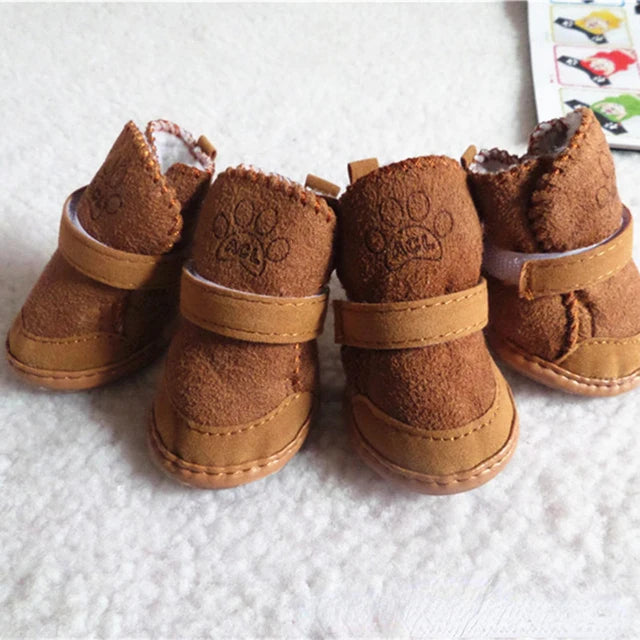 Dog Boots 4 Pack Thick Warm Shoes For Rain And Snow Puppies