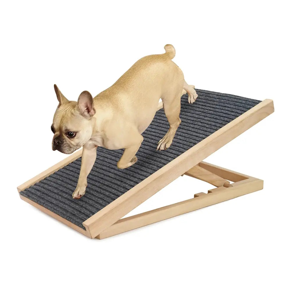 TWISTER.CK Dog Ramp Ladder Natural Pine Wood Anti Slip Adjustable by Furtastic Pet Essentials