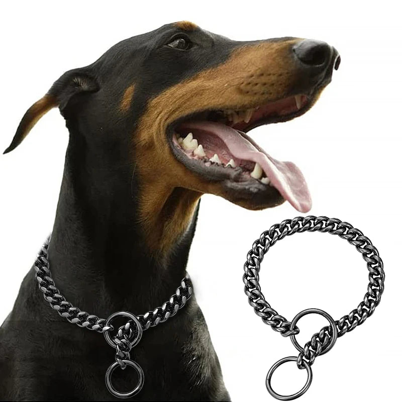 Stainless Steel Chain Collar For Dogs Cuban Link Training