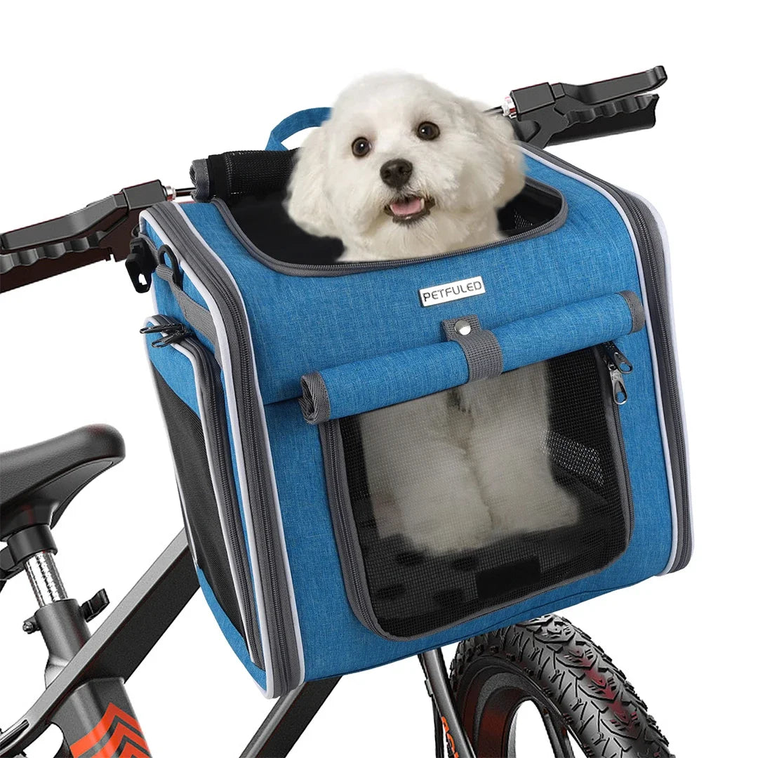 FULED Dog Bike Basket Carrier Backpack With Four Open Doors