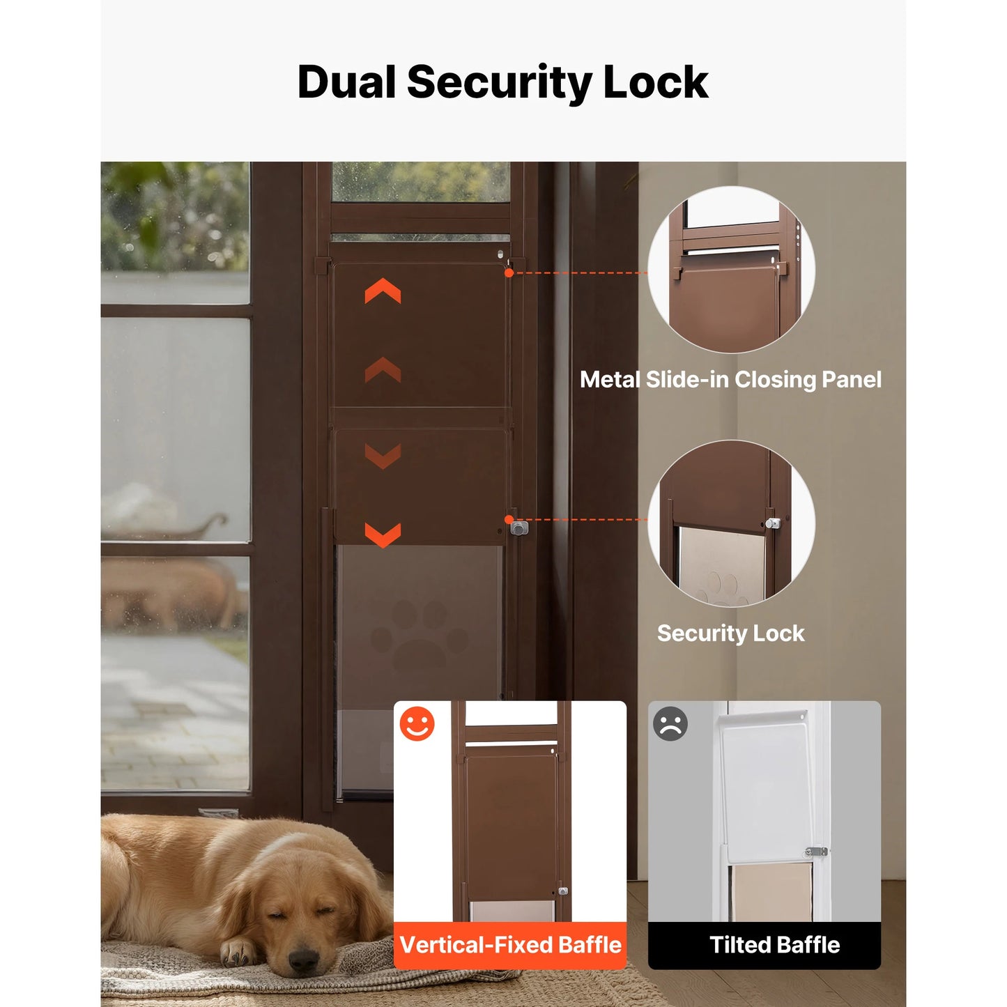 SucceBuy Sliding Glass Door Dog Door With Rotating Hinges